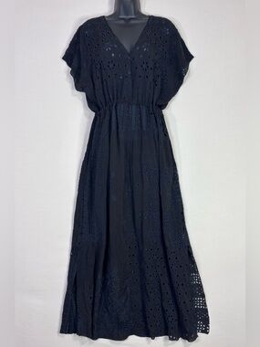 Johnny Was Eyelet Embroidered Maxi Dress Boho Cupra Cotton XXL